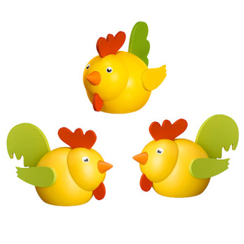 Huhn und Hahn, gelb/bunt-Bestückung