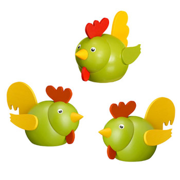Huhn und Hahn, grün/bunt-Bestückung