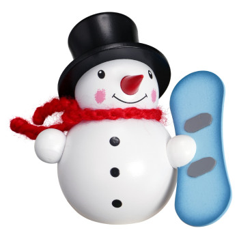 Schneemann mit Snowboard