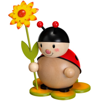 Großer Marienkäfer mit Blume rechts