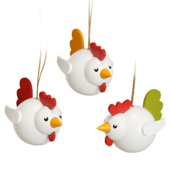 Baumbehang Huhn, weiß/bunt