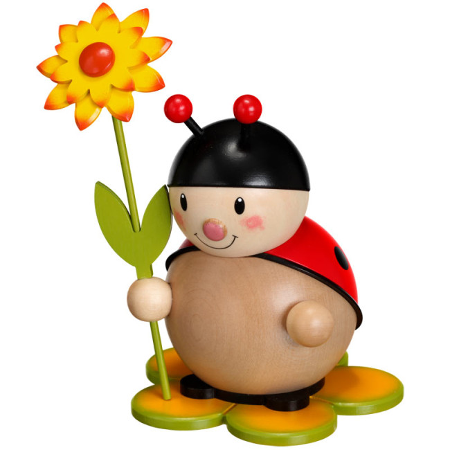 Großer Marienkäfer mit Blume rechts