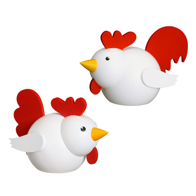Hahn Huhn weiss rot